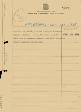 Relatório Outubro a Dezembro de 1953