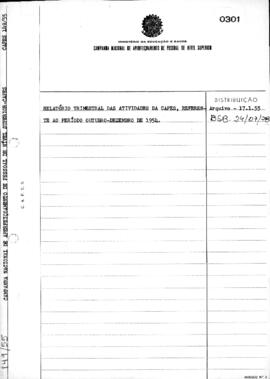 Relatório Trimestral de Atividades - 4º Trimestre 1954