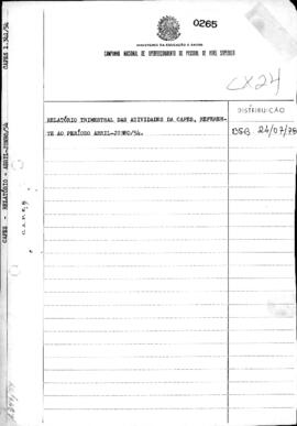 Relatório Trimestral de Atividades - 2º Trimestre 1954